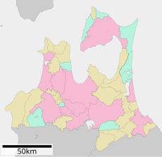 長谷川水戸口顕彰碑の位置（青森県内）