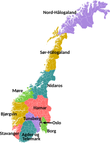 Location of the Diocese of Nidaros