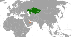 Map indicating locations of Kazakhstan and Qatar