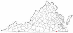 Location of Boykins, Virginia