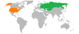 Mappa che indica l'ubicazione di Unione Sovietica e Stati Uniti