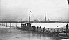 Electric tram line on the frozen Neva River around 1900