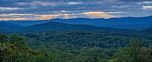 Front Royal, VA with the Blue Ridge Mountains in the background