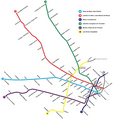 Red de subterráneos en operación y en obra (en gris) a diciembre de 2015.