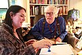 Susan Gerbic does ball and vase trick for author Ray Bradbury at his home 2010