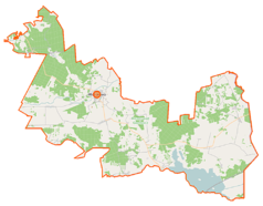 Mapa konturowa gminy Michałowo, blisko centrum na lewo znajduje się punkt z opisem „Placówka SG w Michałowie”