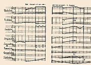 Russolo, 1913, score of en-harmonic notation; partitura for Intonarumori