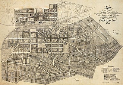 Katrineholms första "riktiga" stadsplan från 1891 upprättad av Axel W. Lodén. År 1928 utkom den nästa planen över hela staden (till höger).