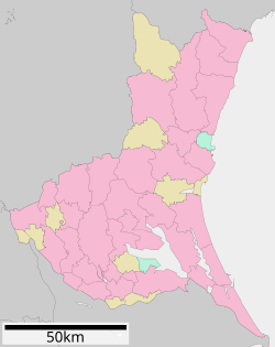 長岡の位置（茨城県内）