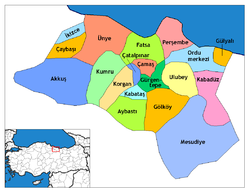 Location of Kabadüz within Turkey.