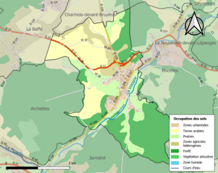 Carte en couleurs présentant l'occupation des sols.