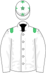 White, emerald green epaulets, emerald green stars on cap