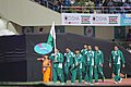 Athletes from Pakistan bearing the national flag during the opening ceremony.