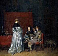 傑拉德·特爾·博赫（英语：Gerard ter Borch）的《殷勤的對話（英语：The Gallant Conversation）》，71.4 × 62.1cm，約作於1654-1655年，1815年始藏[70]