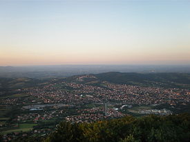 Aranđelovac vue depuis le mont Bukulja