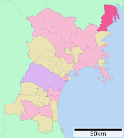 Kesennuman sijainti Miyagin prefektuurissa