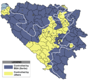 Máximo territorio controlado polos serbios durante a guerra.