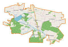 Mapa konturowa gminy Tarnawatka, u góry po lewej znajduje się punkt z opisem „Niemirówek”