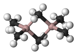 Modello a sfere e bastoncini del trimetilalluminio