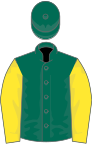 Dark green, yellow sleeves