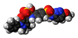 Space-filling model of the sulfamazone molecule