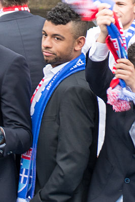 Labylle bij PEC Zwolle in 2014 tijdens de huldiging van de KNVB beker op de Zwolse stadsgracht.