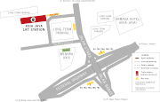 A map depicting Asia Jaya station's immediate surrounding illustrates the location of three bus stops accessible from the station.