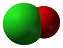 Modello tridimensionale di uno ione ipoclorito (ClO−)