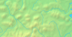 Mapa konturowa Beskidu Wyspowego, u góry nieco na prawo znajduje się czarny trójkącik z opisem „Pasierbiecka Góra”