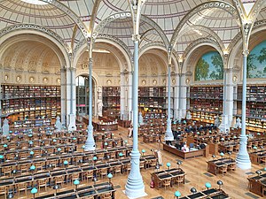 La salle Labrouste, salle de lecture de la bibliothèque de l'INHA.