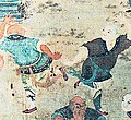 Image 29Depiction of fighting monks demonstrating their skills to visiting dignitaries (early 19th-century mural in the Shaolin Monastery). (from Chinese martial arts)