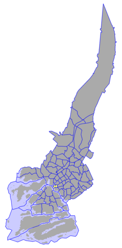 Kaupungin kartta, jossa Korppolaismäki korostettuna. Turun kaupunginosat