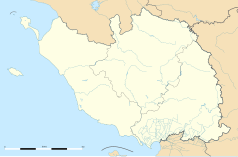 Mapa konturowa Wandei, po prawej nieco u góry znajduje się punkt z opisem „Mouchamps”