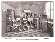 Russolo, 1913, Intonarumori, instruments built for music-piece 'Bruitism', partly operating on electricity