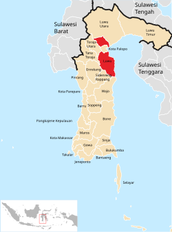 Location within South Sulawesi