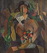 Agnes Weinrich, Woman with Flowers, 1920, oil on canvas, 34 × 30 1/4 inches