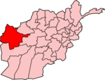 Map showing Herat province in Afghanistan