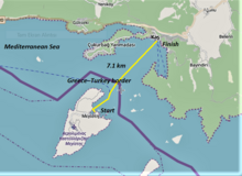 Meis–Kaş Swim route map.png