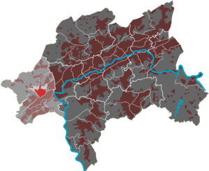 Lage des Quartiers Tesche im Stadtbezirk Vohwinkel