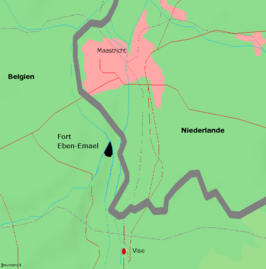 Plattegrond van Fort Eben-Emael en omgeving