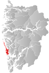 Lage der Kommune in der Provinz Vestland