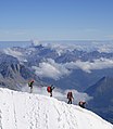 Alpinistas na Aiguille du Midi