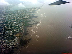 Aerial view of the Bandra coast