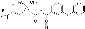 Strukturformel von Cyhalothrin ohne Stereochemie