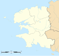 Mapa konturowa Finistère, u góry po lewej znajduje się punkt z opisem „Landunvez”