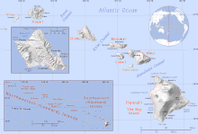 Map of Hawaii with inset maps showing details