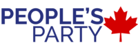 Former logo of the People's Party of Canada with the shortened name People's Party and a maple leaf on its right.