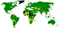 alt=      řádný člen      korespondenční člen      kandidáti na členství      ostatní země s kódem ISO 3166-1, které ale nejsou členy ISO