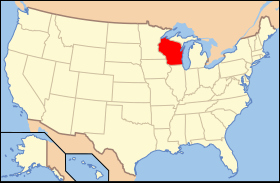 Map of the U.S. with Wisconsin highlighted