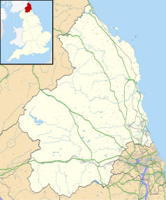 Mapa konturowa Northumberland, blisko górnej krawiędzi znajduje się punkt z opisem „Berwick-upon-Tweed”